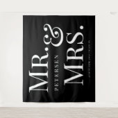ミセス・はっきりしたタイポグラフィ・ブラック結婚の背景 タペストリー (正面)