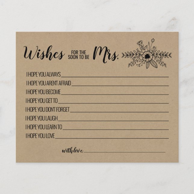 ミセス・アドバイス・カードの希望素朴 (正面)