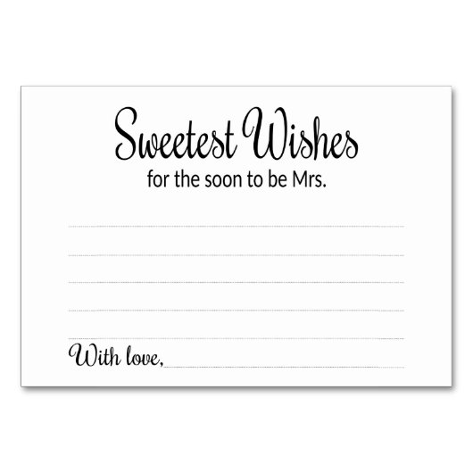 ミセス・アドバイス・カードへの甘い願い テーブルナンバー (正面)