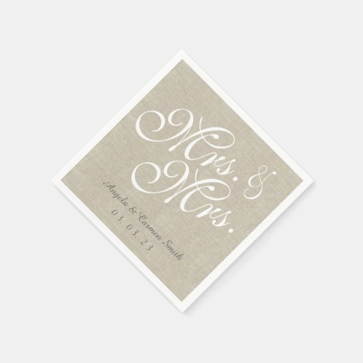 ミセス・アンド・ミセスの素朴紙・ナ結婚プキンス スタンダードカクテルナプキン (角)