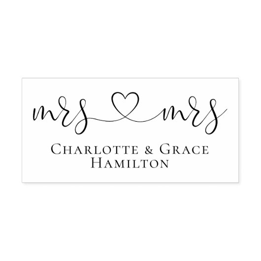 ミセス・アンド・ミセスエレガントスクロールハート文字結婚ゲイ ラバースタンプ (インプリント)