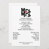 ミセス・アンド・ミセスモダンゲイ・レ結婚ズビアン 招待状 (正面/裏面)