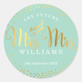 ミセス・アンド・ミセス結婚の印鑑金ゴールドスタイリッシュ紙吹雪 ラウンドシール