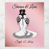 ミセス・アンド・ミセス結婚・ピパーソナライズされたンク ワインラベル (シングルラベル)