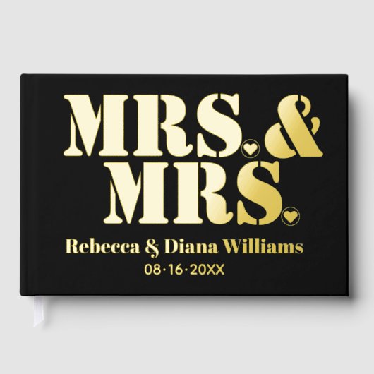 ミセス・アンド・ミセス・ブラック・フォトフォイル・レズ結婚ビアン ゲストブック (正面)