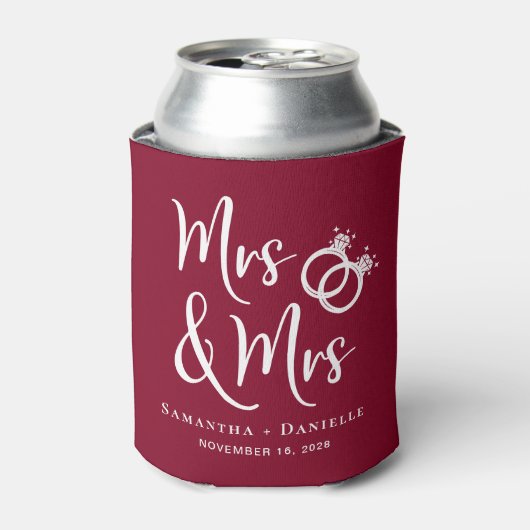 ミセス・アンド・ミセス・レズビアン・ブルゴーニュ結婚式の引き出物 缶クーラー (缶正面)