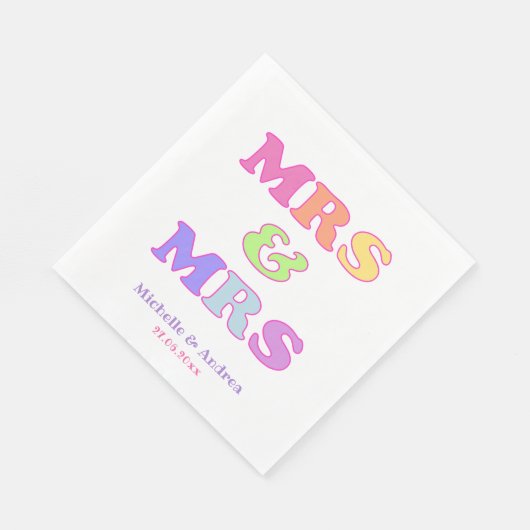 ミセス・アンド・ミセス | 可愛カラフルいゲイ結婚ズ スタンダードランチョンナプキン (角)