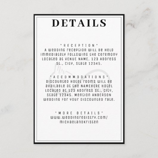 ミセス・インフィニティ・シンボルの結婚詳細 エンクロージャーカード (正面)