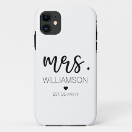 ミセス・エスト・名前をカスタムする結婚の新しいカップル・ギフト  iPhone 11 ケース