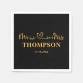 ミセス・エレガントシンプル |黒い金ゴールド スタンダードカクテルナプキン (正面)