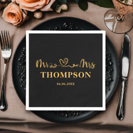 ミセス・エレガントシンプル |黒い金ゴールド スタンダードカクテルナプキン