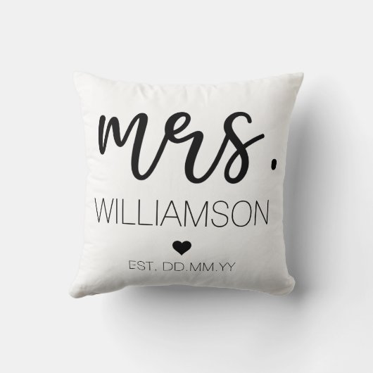 ミセス・エレガント名前をカスタムする結婚の新しいカップル・ギフト クッション (裏面)