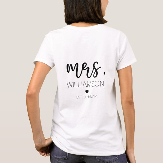 ミセス・エレガント名前をカスタムする結婚の新しいカップル・ギフト  Tシャツ (裏面)