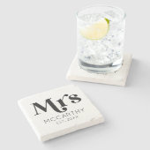 ミセス・カスタムの姓のテスト日付ミニマルレトロ ストーンコースター (横)
