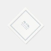 ミセス・カップル・エレガントな結婚式名日付ダスティブルー スタンダードカクテルナプキン (角)