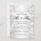 ミセス・カップル・シャワー・シルバー・きらめく・ライト 招待状 (正面)