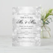 ミセス・カップル・シャワー・シルバー・きらめく・ライト 招待状 (スタンド正面)