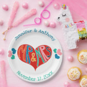 ミセス・カラフルハート・シェイプ結婚ズ ペーパープレート (パーティー)