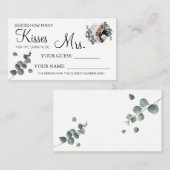 ミセス・キス・シャワーカードゲームの数 プレイスカード (正面/裏面)