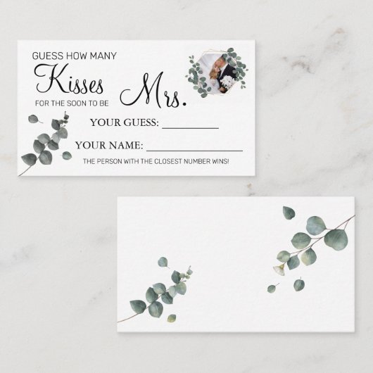 ミセス・キス・シャワーカードゲームの数 プレイスカード (正面/裏面)