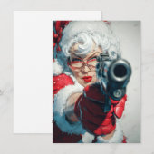 ミセス・クラウスは銃を持っている 面白いクリスマスカード シーズンカード (正面/裏面)