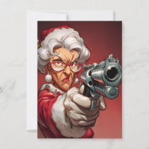 ミセス・クラウスは銃を持っている 面白いクリスマスカード