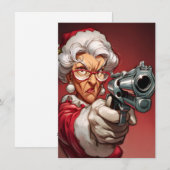 ミセス・クラウスは銃を持っている 面白いクリスマスカード シーズンカード (正面/裏面)