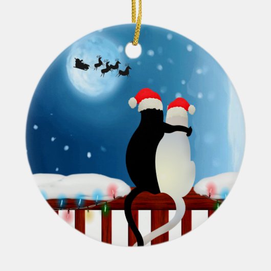 ミセス・クリスマス・子猫 セラミックオーナメント (正面)
