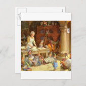 ミセス・クロースがサンタの小妖精や小人とクッキーを焼く! シーズンポストカード (正面/裏面)