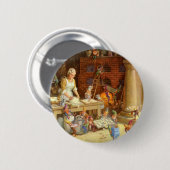 ミセス・クロースがサンタの小妖精や小人とクッキーを焼く! 缶バッジ (正面&裏面)