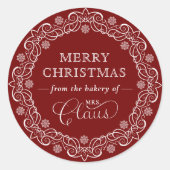 ミセス・クロースのベーカリー・クリスマス・レッド・ホリデー ラウンドシール (正面)