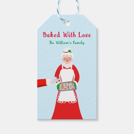 ミセス・クロース・ジンジャーブレッド焼いた・クッキーと愛 ギフトタグ (正面)