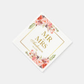 ミセス・コーラルフローラ金ゴールド スタンダードカクテルナプキン (角)