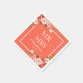 ミセス・コーラル・フローラ・ホワイト結婚ズ スタンダードカクテルナプキン (角)