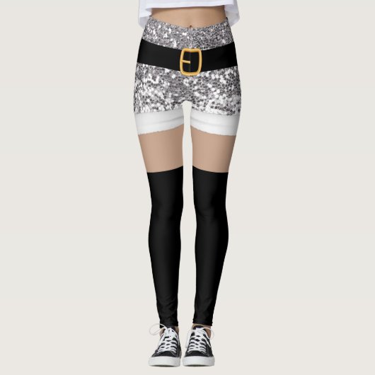 ミセス・サンタクロースシルバーグリッターレギンス レギンス (正面)