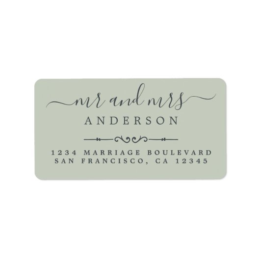ミセス・スクリプト・パステルグリーン結婚差出人住所 ラベル (正面)