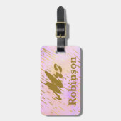 ミセス·タイポグラフィ·ピンクと金ゴールド ラゲッジタグ (正面縦)