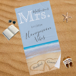 ミセス・ダスティブルービーチ結婚式2ハート砂 | ビーチタオル