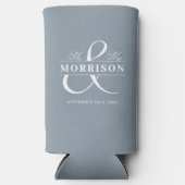 ミセス・ダスティー・ブルー・ロマンティック結婚式の引き出物 スリム缶クーラー (正面)