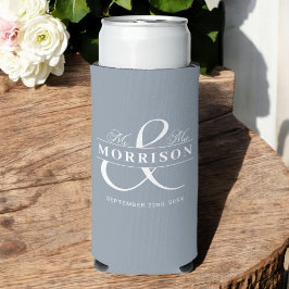 ミセス・ダスティー・ブルー・ロマンティック結婚式の引き出物 スリム缶クーラー
