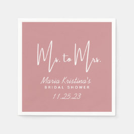 ミセス・トゥ・ミセス・ブライダルシャワー・プース・ピンク書道 スタンダードカクテルナプキン