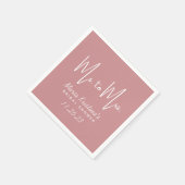 ミセス・トゥ・ミセス・ブライダルシャワー・プース・ピンク書道 スタンダードカクテルナプキン (角)