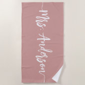 ミセス・ニューネーム花嫁結婚のハネムーン ビーチタオル (正面)
