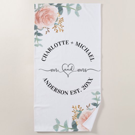 ミセス・ニューライヴァーズバラ金ゴールド花模様 ビーチタオル (正面)