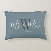 ミセス・ニューライヴァーズ埃っぽいブルースクリプトモノグラム アクセントクッション (正面)