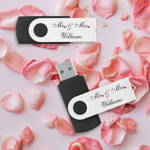 ミセス・ネームの新結婚婚カップルハートUSB USBフラッシュドライブ