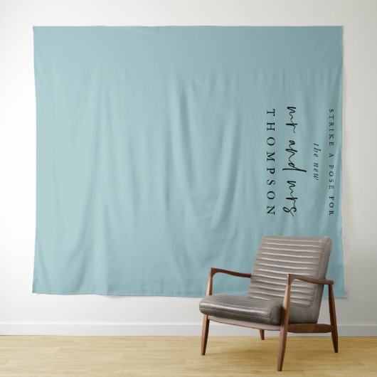 ミセス・ネーム氏の写真結婚背景ティール（緑がかった色） タペストリー (インサイチュ(横))