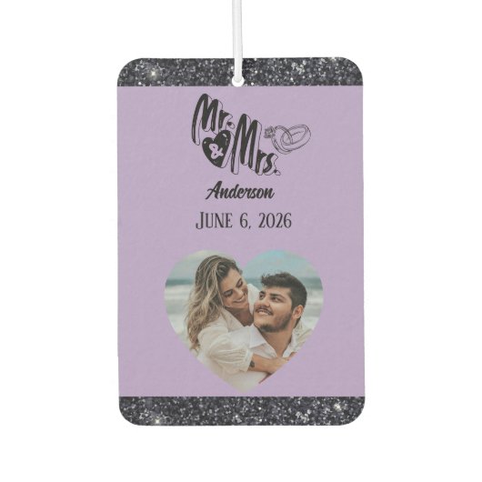 ミセス・ネーム・フォト・結婚式の引き出物・ラベンダー カーエアーフレッシュナー (正面)