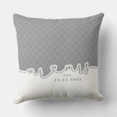 ミセス・ハート・スクリプト・グレイ結婚・ホワイトの枕 クッション (裏面)