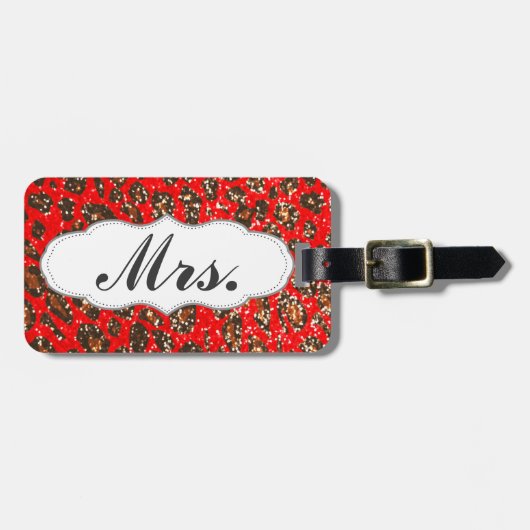 ミセス・ハーフ・ミセス・ラゲッジタグRed leopard print ラゲッジタグ (正面横)